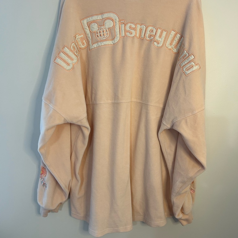 Walt Disney World Embroidered Peach Velour Spirit Jersey Floral XXL